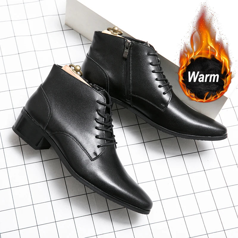 Genuine Leather Designer Men's Dress Shoe-Luxury Office and Casual Ankle Boot Footwear
