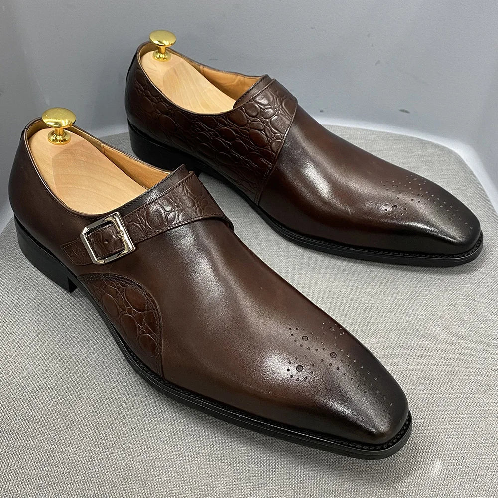 Men's genuine leather ankle boots stylish lace-up shoes for office basic men's shoes
