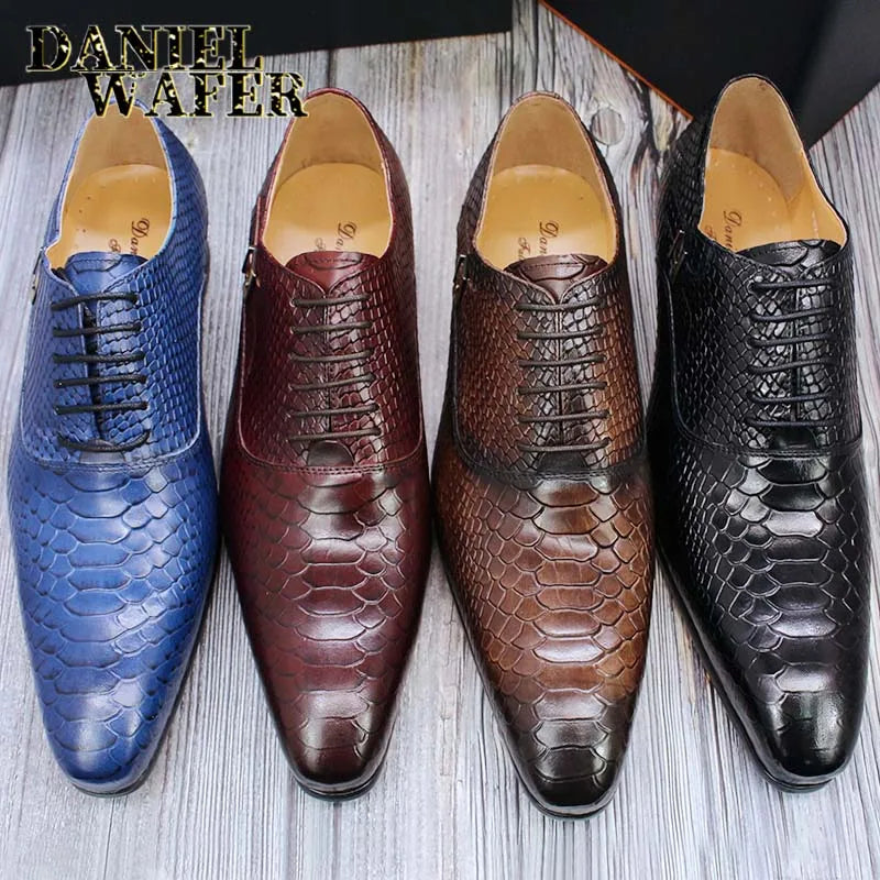 Men's genuine leather ankle boots stylish lace-up shoes for office basic men's shoes