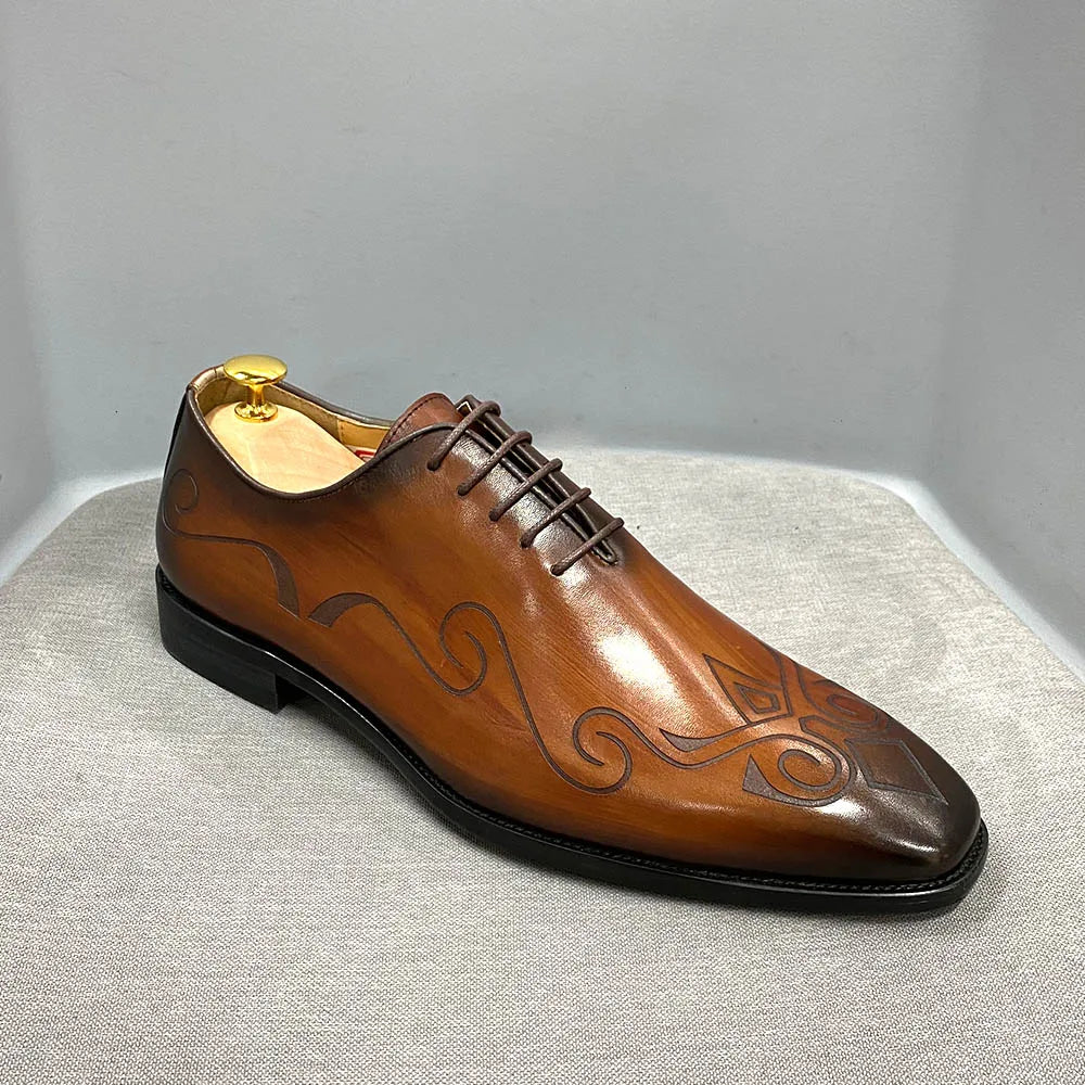 Men's genuine leather ankle boots stylish lace-up shoes for office basic men's shoes
