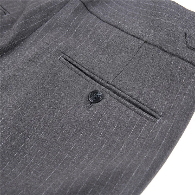 Men's Slim Fit High-Waist, Beltless Trousers- British Fall Style