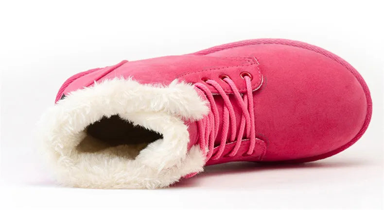 New Fashion Women Boots Winter Snow Boots Female Boots Warm Lace Flat