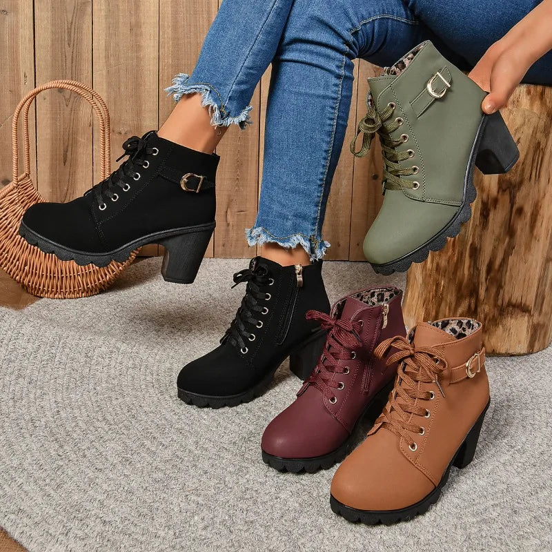 Women High Heel Ankle Boots Autumn Winter Woman Fashion Shoes Short Boot