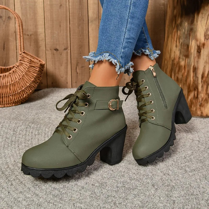 Women High Heel Ankle Boots Autumn Winter Woman Fashion Shoes Short Boot
