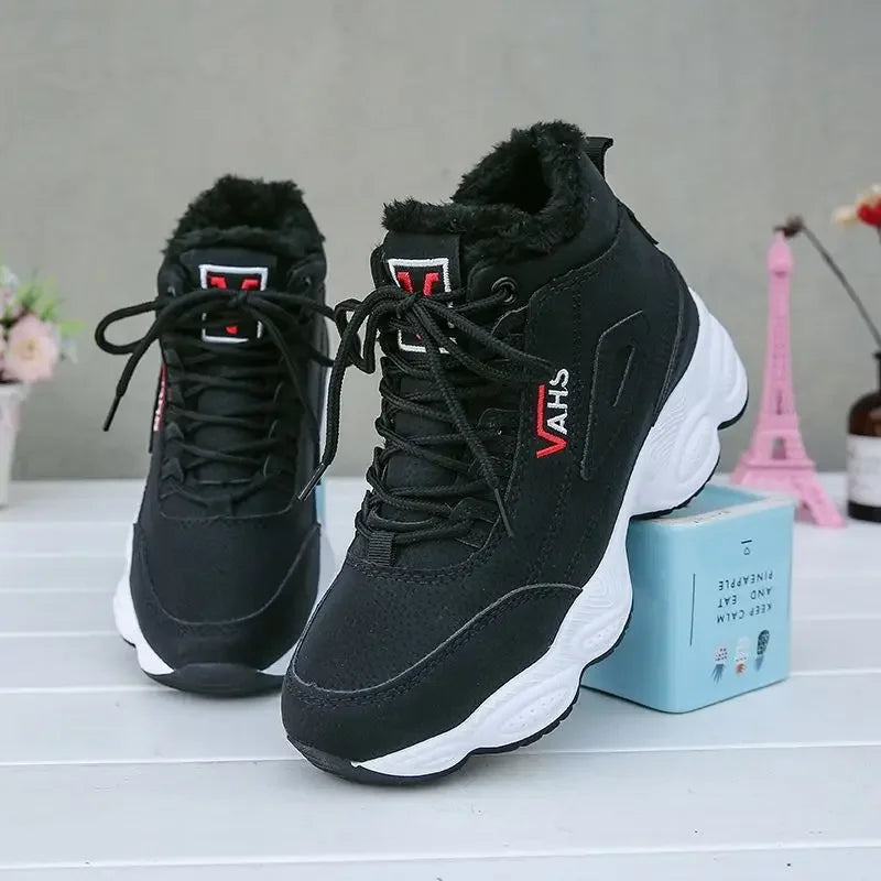 New Winter Thick-soled Women's Sneakers Warm Plus Velvet Cotton Shoes Height-increasing