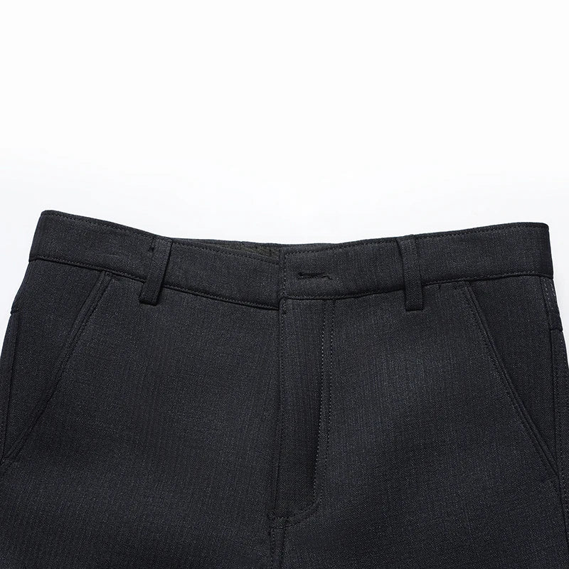 Men's Fleece Lined Suit Pants Business Casual Loose Straight Thick Warm Trousers