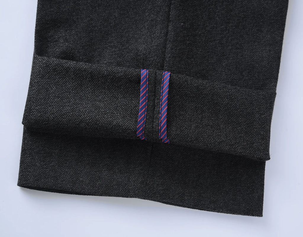 Hight Waist Wool Trousers Cashmere Suit Pant For Men Loose Striped  Classic Straight Formal Mens Dress Pants Business Size 42 44