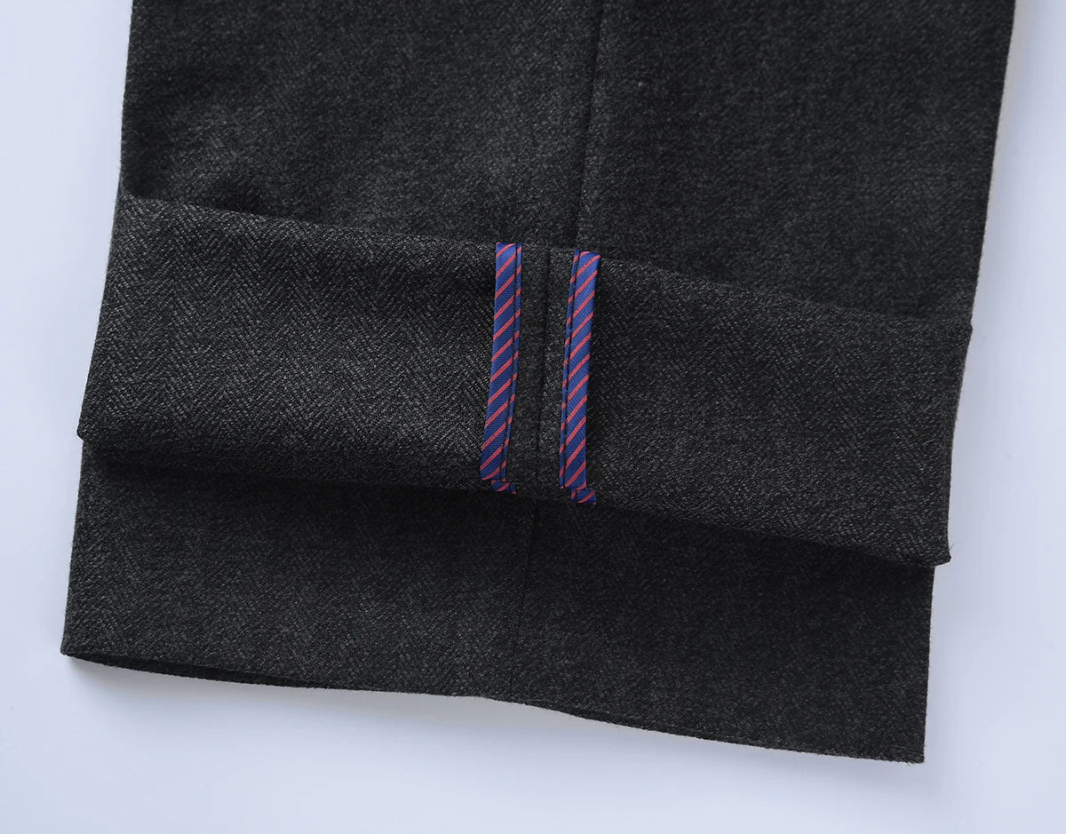 Hight Waist Wool Trousers Cashmere Suit Pant For Men Loose Striped  Classic Straight Formal Mens Dress Pants Business Size 42 44