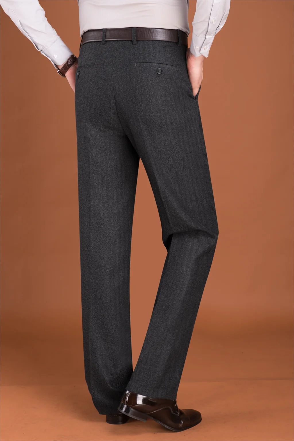 Hight Waist Wool Trousers Cashmere Suit Pant For Men Loose Striped  Classic Straight Formal Mens Dress Pants Business Size 42 44