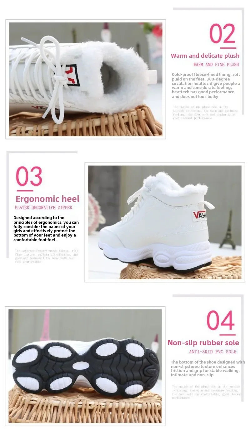 New Winter Thick-soled Women's Sneakers Warm Plus Velvet Cotton Shoes Height-increasing