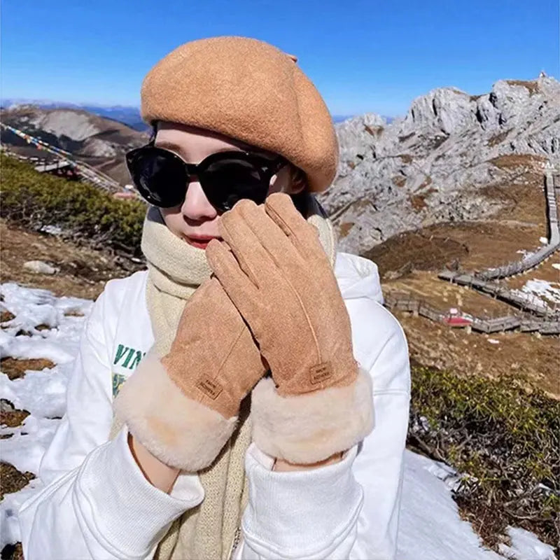 New Fashion Gloves Autumn Winter Cute Furry Warm Mitts Full Finger Gloves