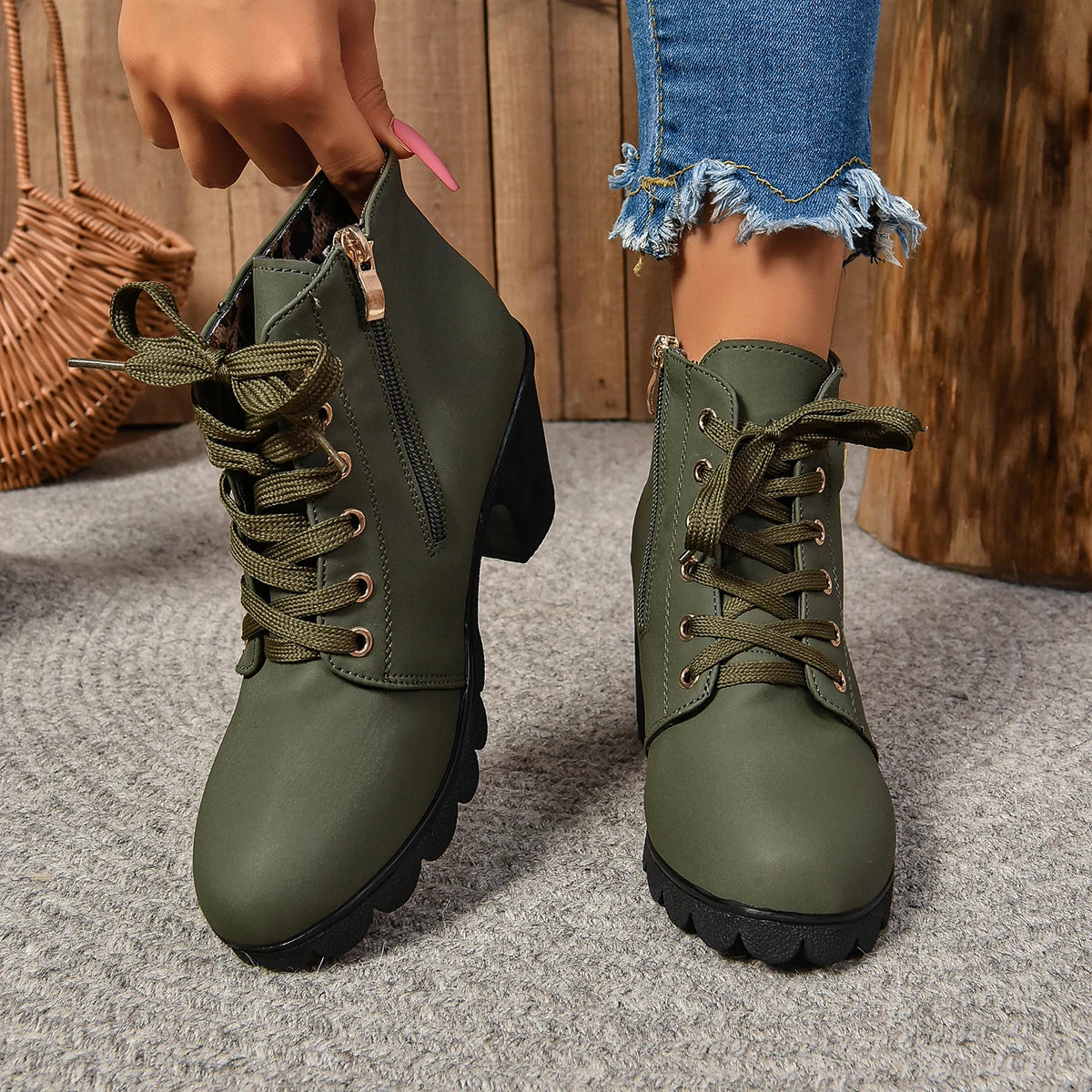 Women High Heel Ankle Boots Autumn Winter Woman Fashion Shoes Short Boot