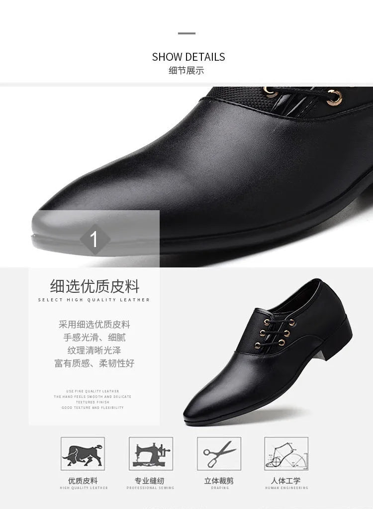 Quality Patent Leather Shoes for Male Oxfords Wedding Party Office Work Shoes