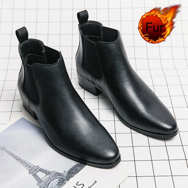 Genuine Leather Designer Men's Dress Shoe-Luxury Office and Casual Ankle Boot Footwear