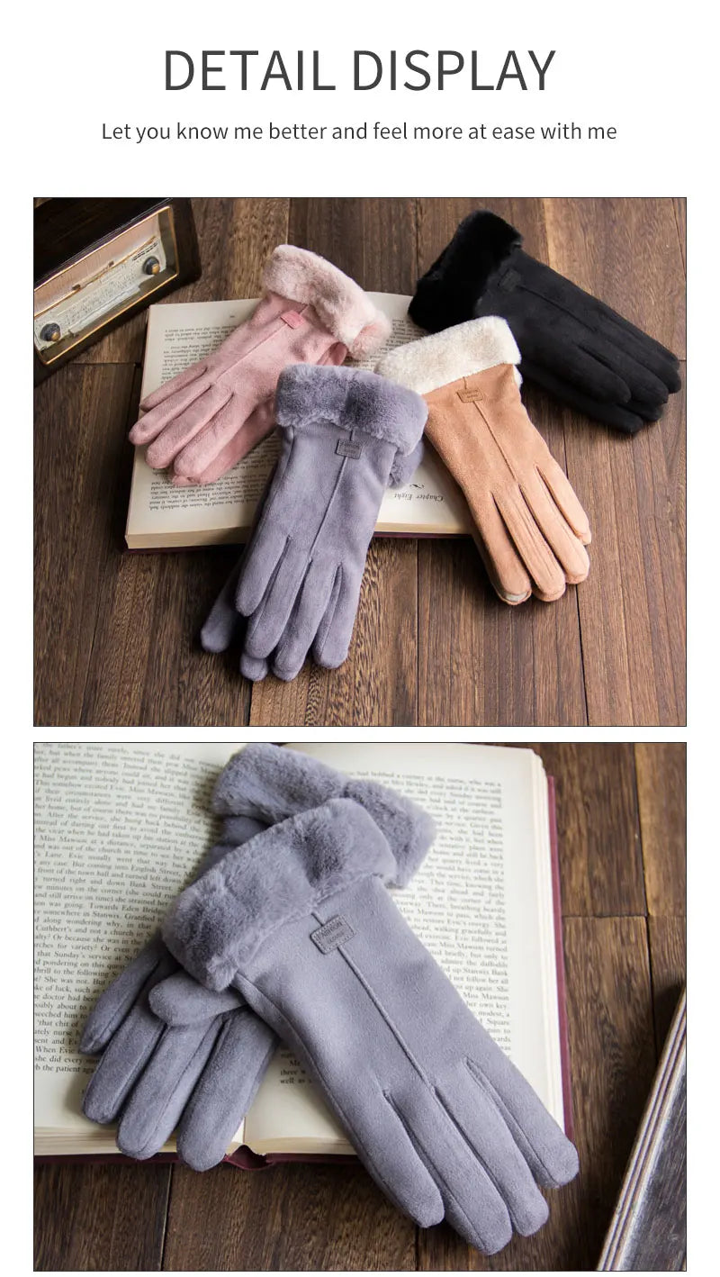 New Fashion Gloves Autumn Winter Cute Furry Warm Mitts Full Finger Gloves