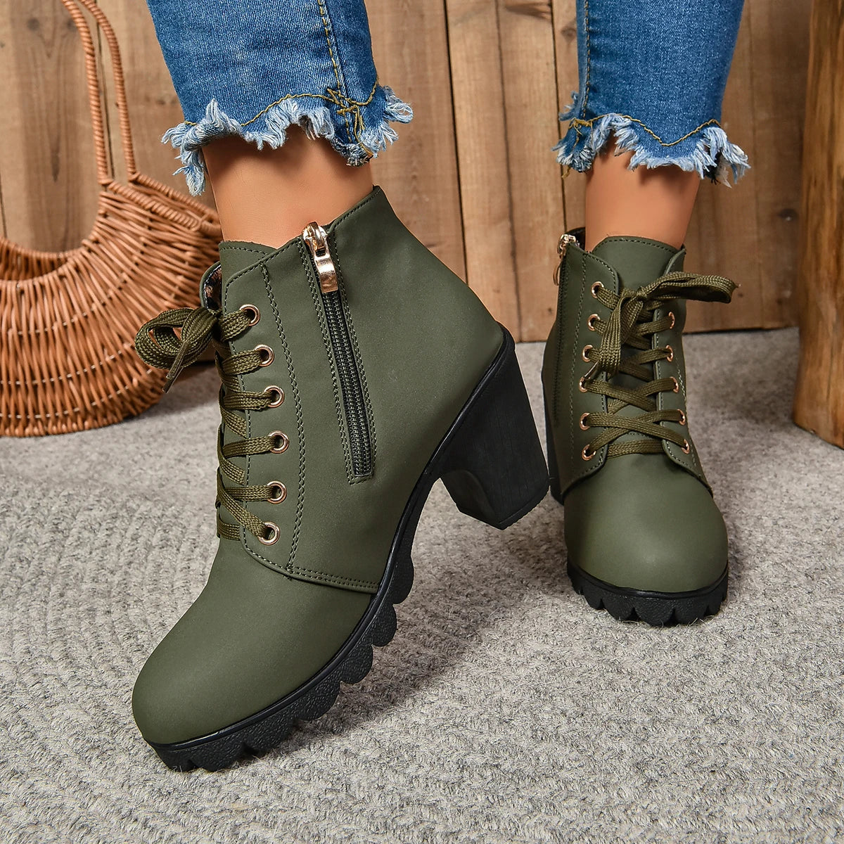 Women High Heel Ankle Boots Autumn Winter Woman Fashion Shoes Short Boot