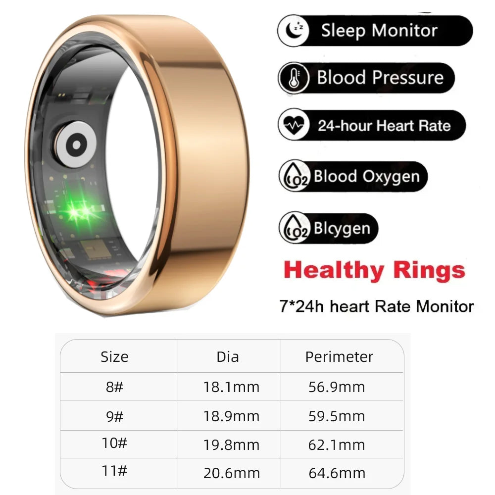 Zordai 2024 R02 Smart Ring For XIAOMI Military Grade Titanium Steel Shell Health Monitoring IP68 3ATM Waterproof For Android IOS