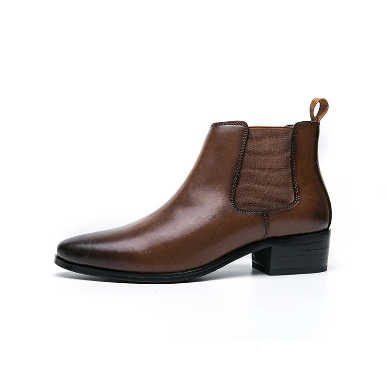 Genuine Leather Designer Men's Dress Shoe-Luxury Office and Casual Ankle Boot Footwear