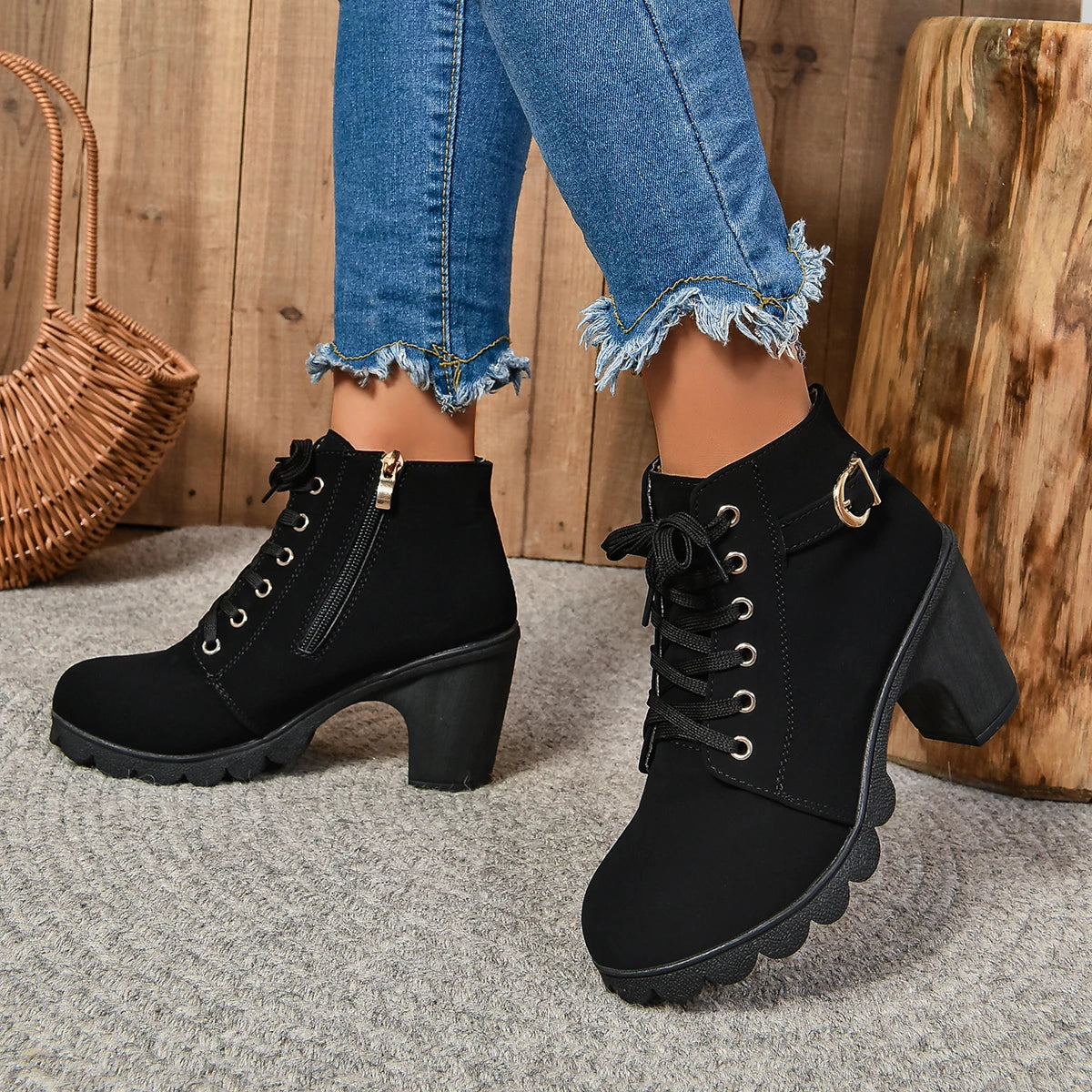 Women High Heel Ankle Boots Autumn Winter Woman Fashion Shoes Short Boot