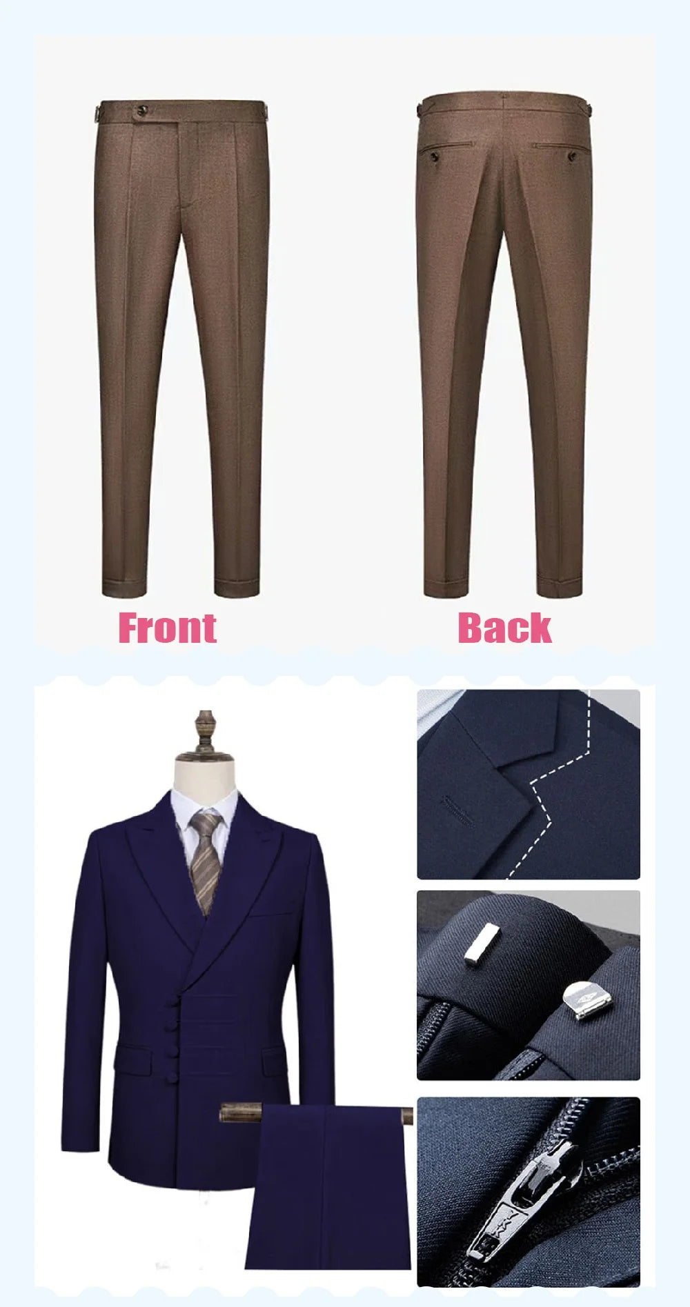 Tailor-made Suits Men's business suit 2 piece set Beige Blazers Suit Pants Suit Jackets White groom's wedding suit set
