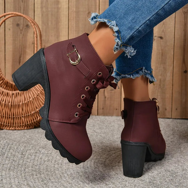Women High Heel Ankle Boots Autumn Winter Woman Fashion Shoes Short Boot