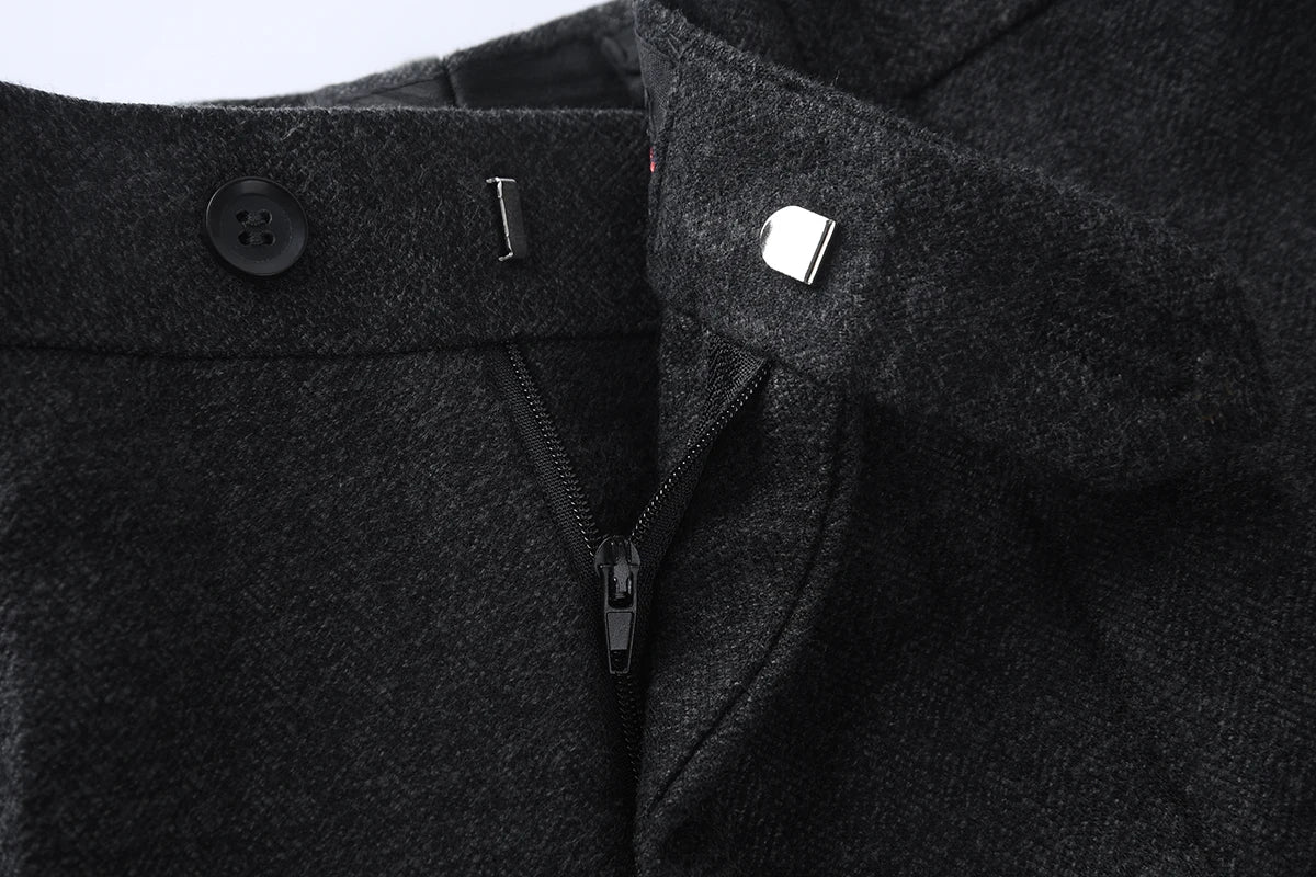 Hight Waist Wool Trousers Cashmere Suit Pant For Men Loose Striped  Classic Straight Formal Mens Dress Pants Business Size 42 44