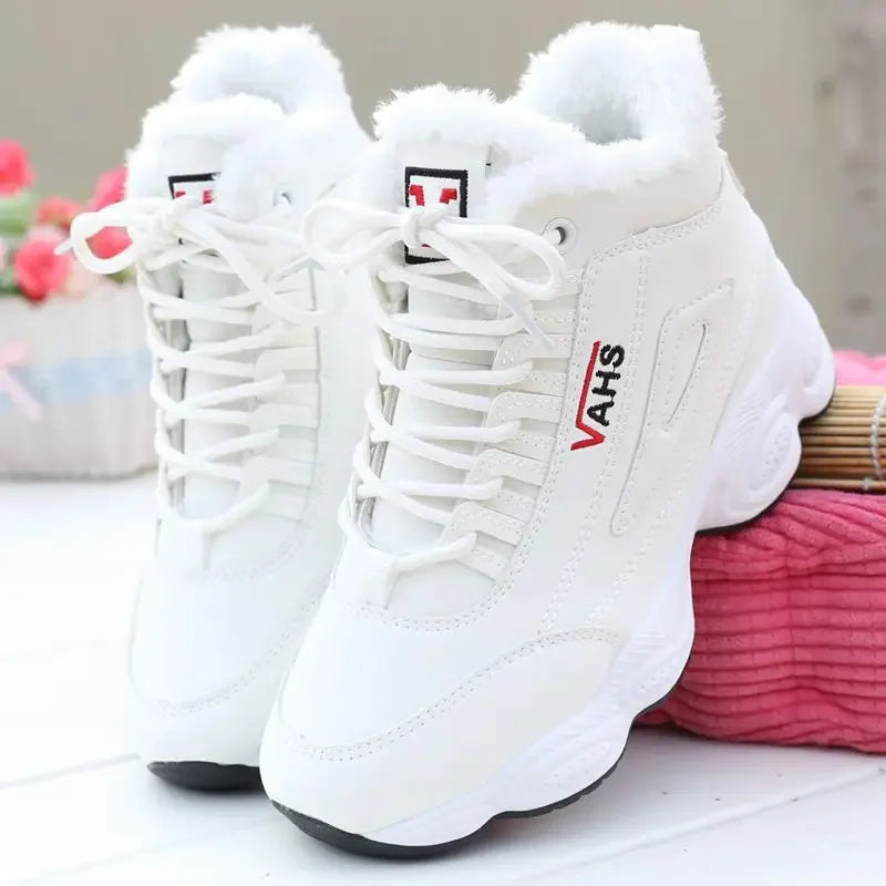 New Winter Thick-soled Women's Sneakers Warm Plus Velvet Cotton Shoes Height-increasing