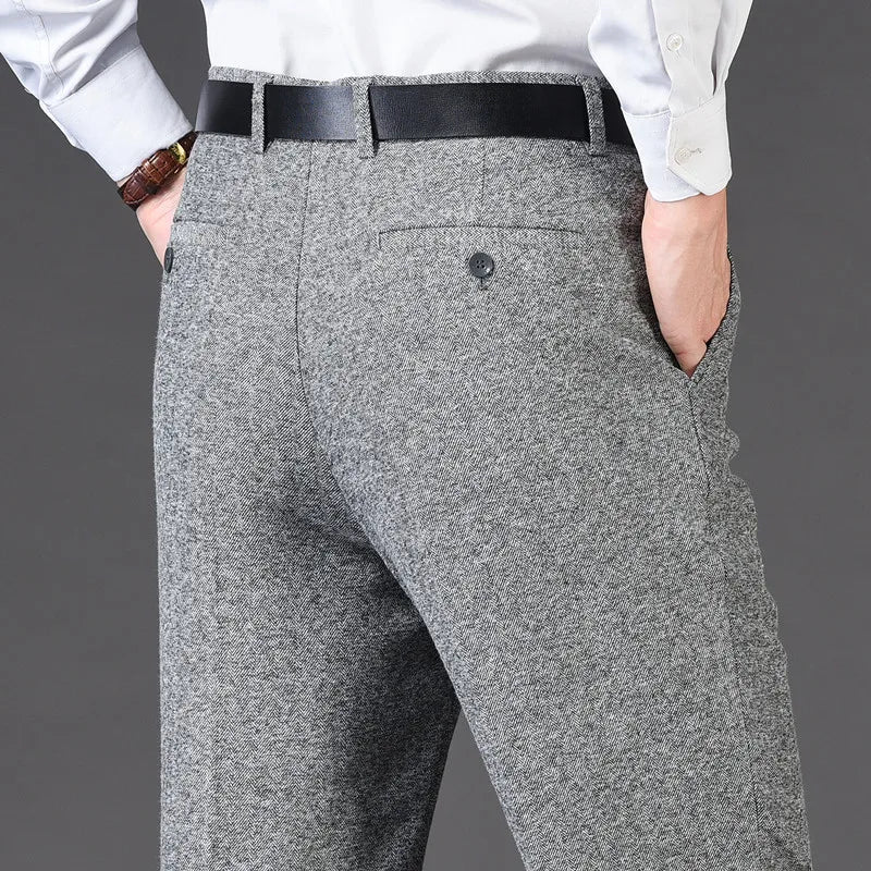 Hight Waist Wool Trousers Cashmere Suit Pant For Men Loose Striped  Classic Straight Formal Mens Dress Pants Business Size 42 44