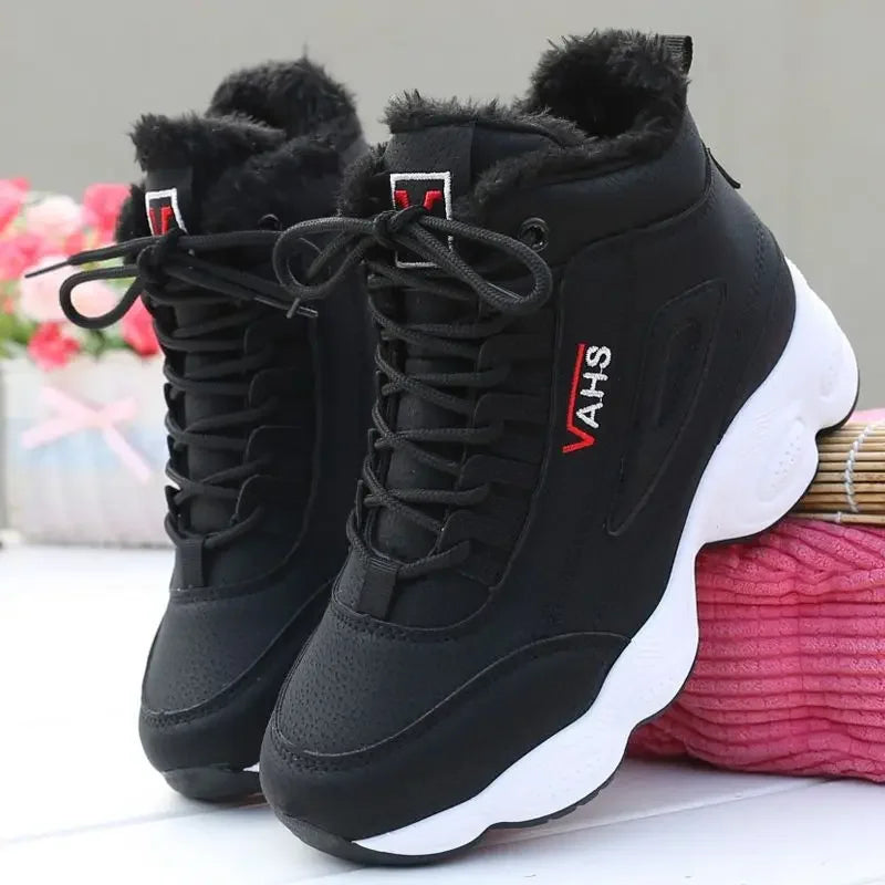 New Winter Thick-soled Women's Sneakers Warm Plus Velvet Cotton Shoes Height-increasing