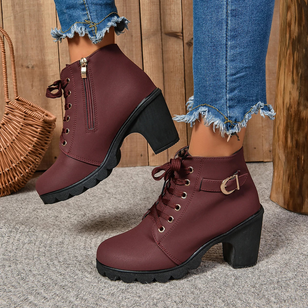 Women High Heel Ankle Boots Autumn Winter Woman Fashion Shoes Short Boot