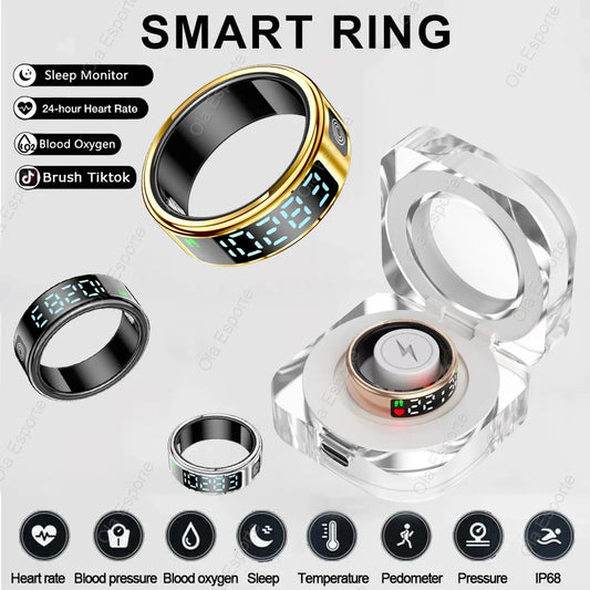 2024 New Smart Ring For Men Women Heart Rate Blood Oxygen Monitoring Multi Sports Modes 5ATM & IP68 Waterproof For Android IOS