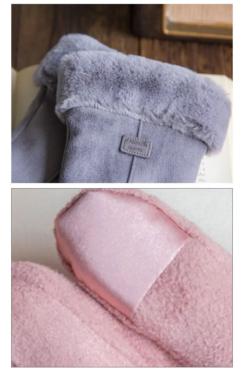 New Fashion Gloves Autumn Winter Cute Furry Warm Mitts Full Finger Gloves