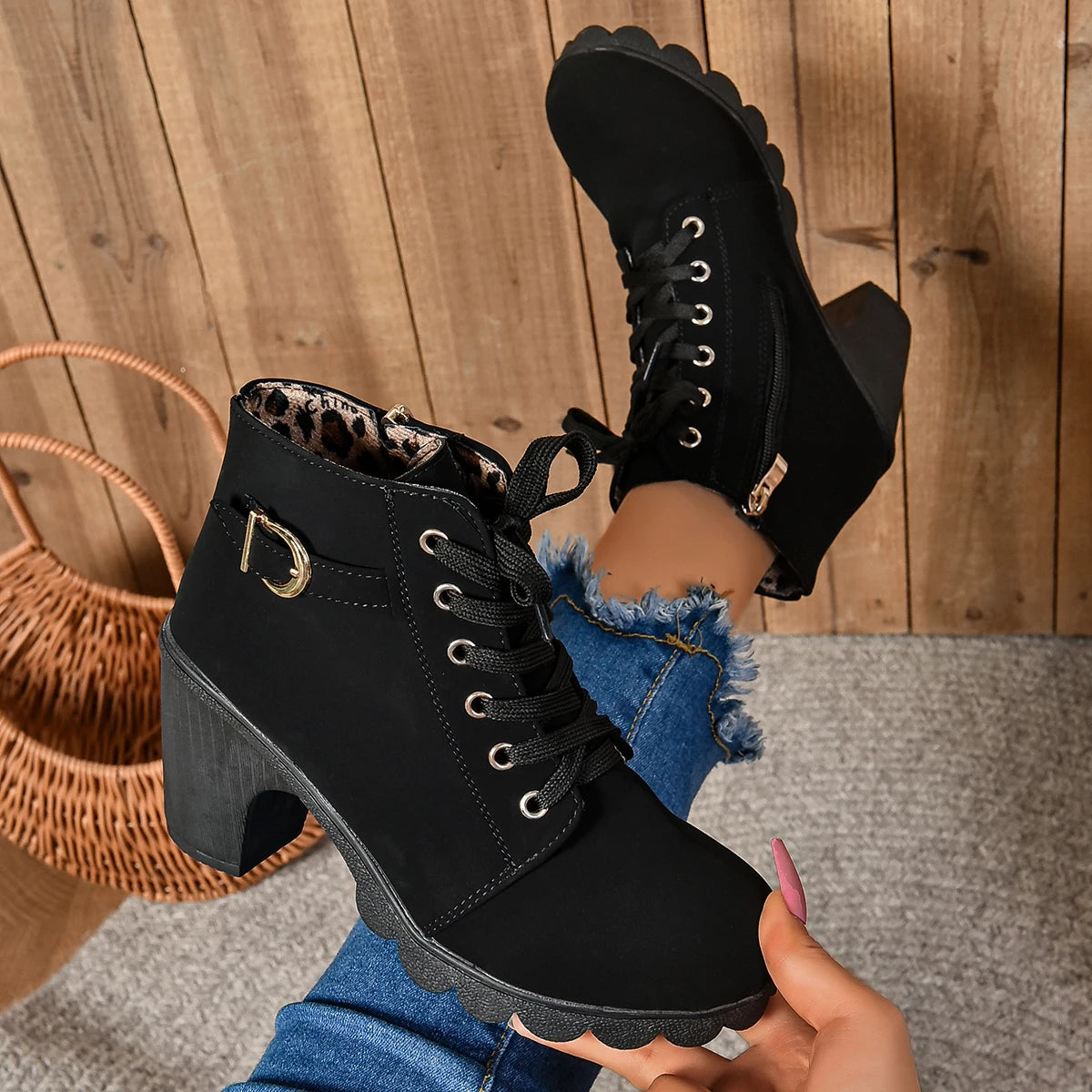 Women High Heel Ankle Boots Autumn Winter Woman Fashion Shoes Short Boot