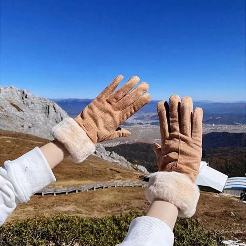 New Fashion Gloves Autumn Winter Cute Furry Warm Mitts Full Finger Gloves