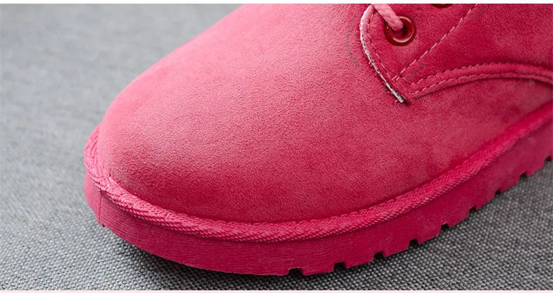 New Fashion Women Boots Winter Snow Boots Female Boots Warm Lace Flat