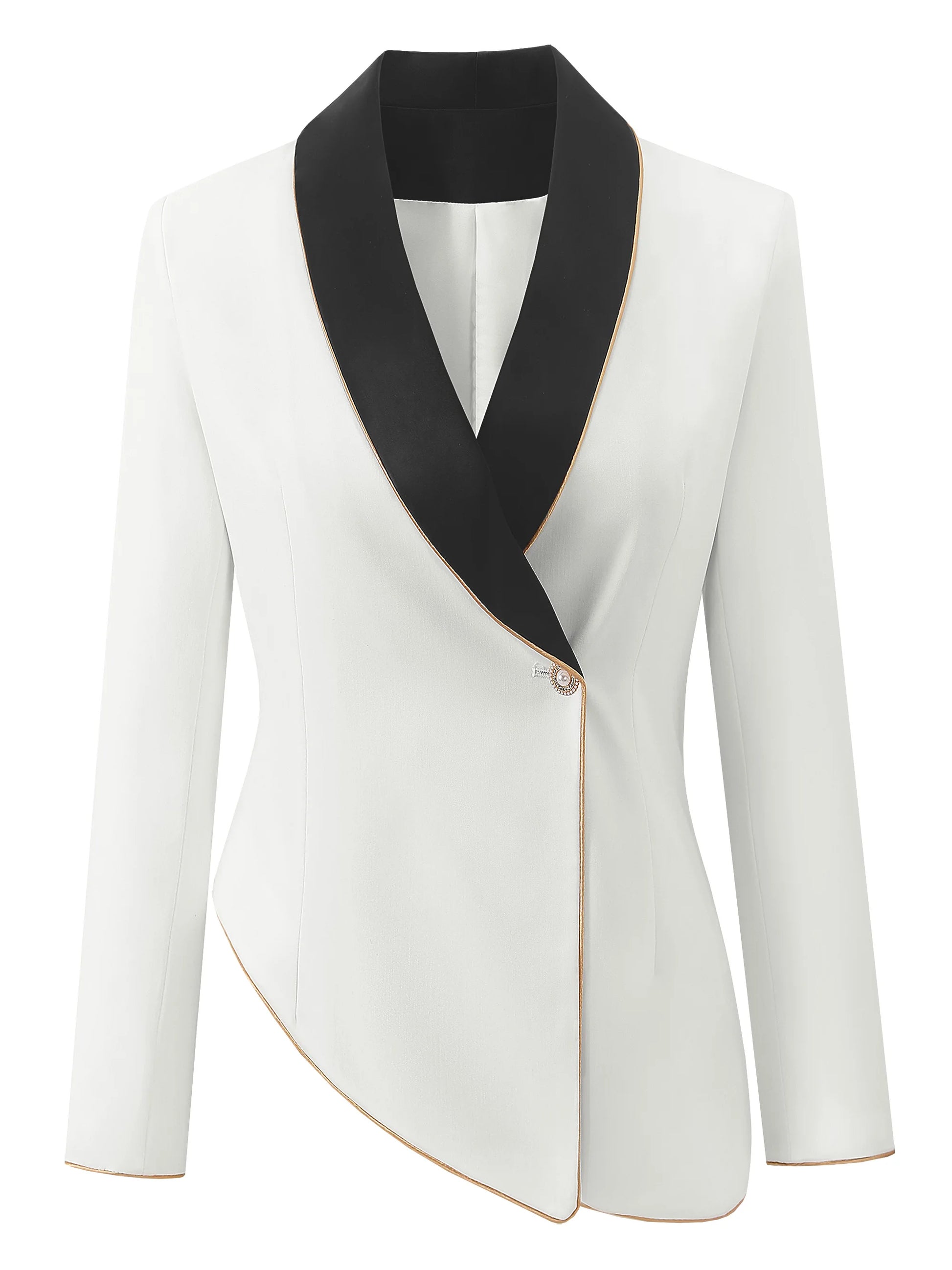 Sophisticated and Elegant Women's Beige Blazer with contrasting lapel