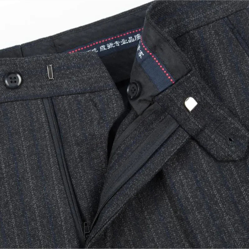 Hight Waist Wool Trousers Cashmere Suit Pant For Men Loose Striped  Classic Straight Formal Mens Dress Pants Business Size 42 44
