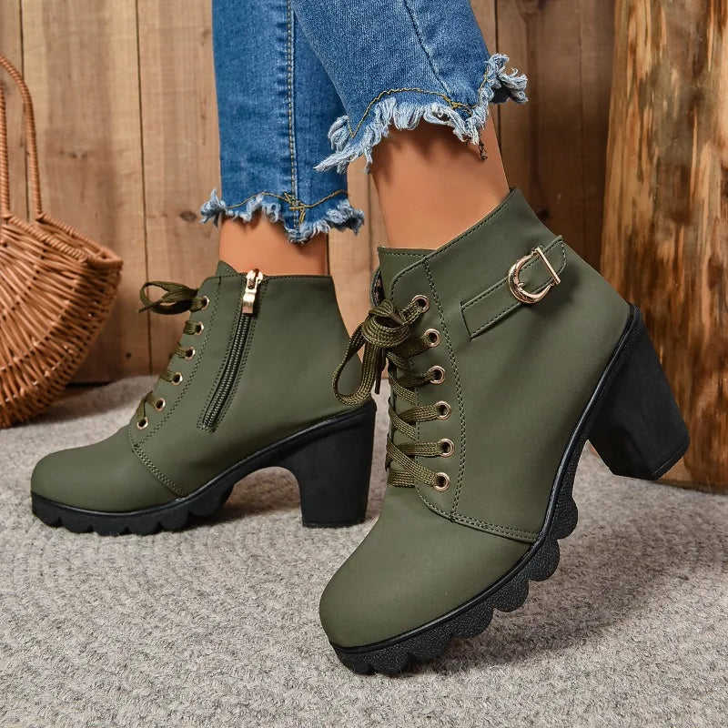 Women High Heel Ankle Boots Autumn Winter Woman Fashion Shoes Short Boot