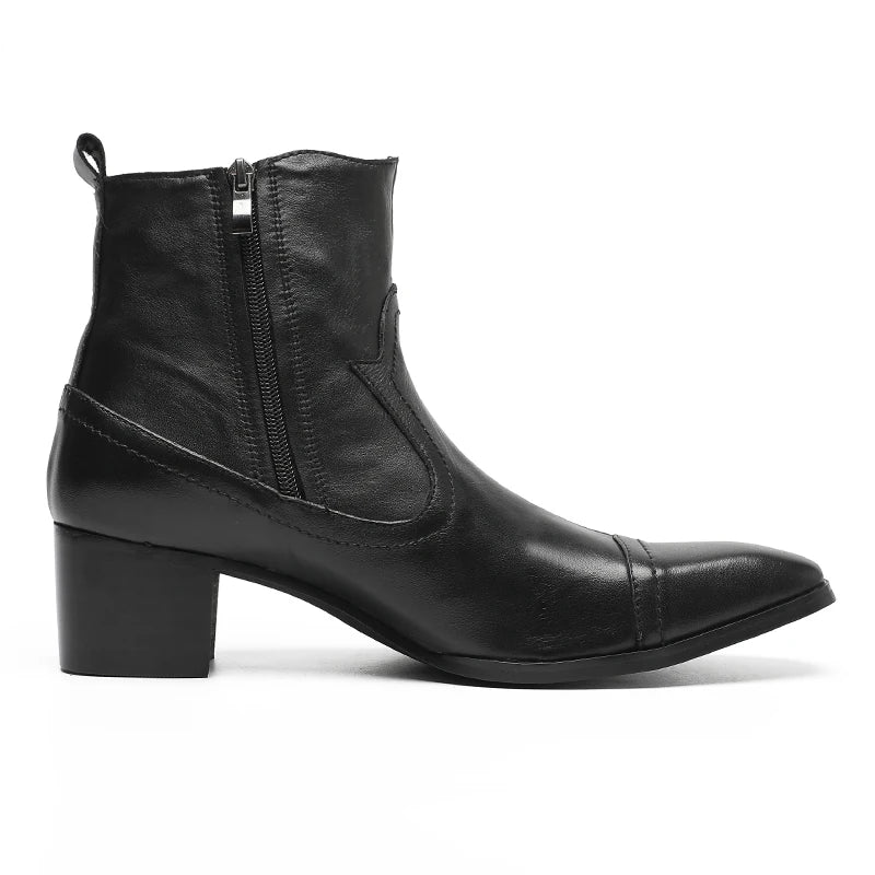 Fashion  Pointed Toe Ankle Boots , Real Leather Man Dress Boots