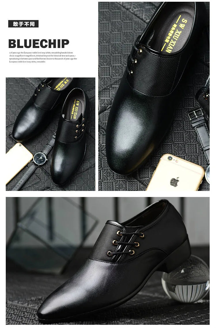 Quality Patent Leather Shoes for Male Oxfords Wedding Party Office Work Shoes