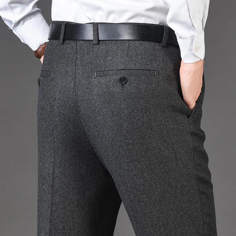 Hight Waist Wool Trousers Cashmere Suit Pant For Men Loose Striped  Classic Straight Formal Mens Dress Pants Business Size 42 44