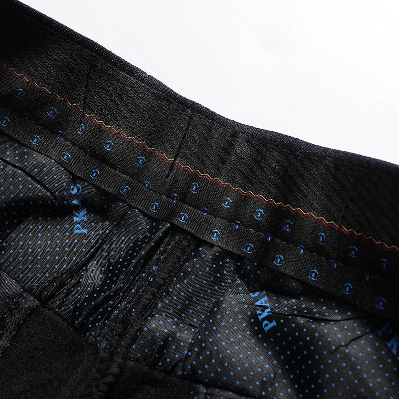 Men's Fleece Lined Suit Pants Business Casual Loose Straight Thick Warm Trousers