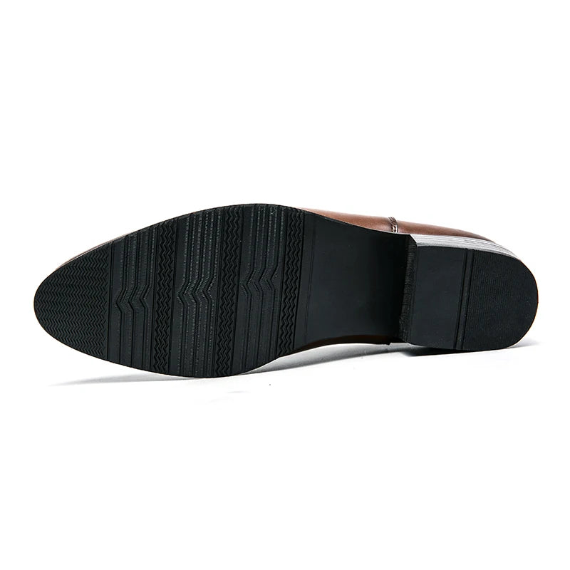 Genuine Leather Designer Men's Dress Shoe-Luxury Office and Casual Ankle Boot Footwear