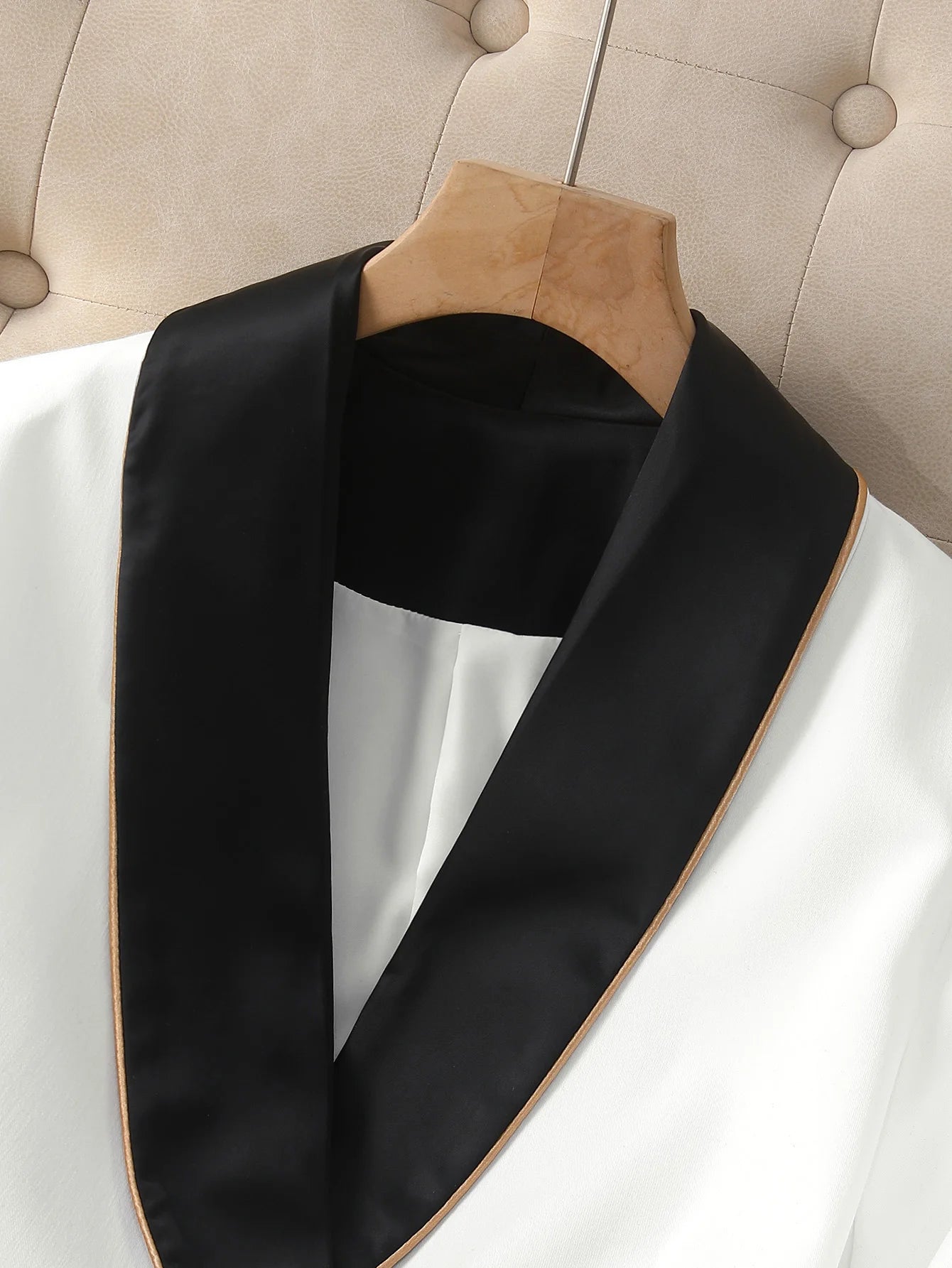 Sophisticated and Elegant Women's Beige Blazer with contrasting lapel