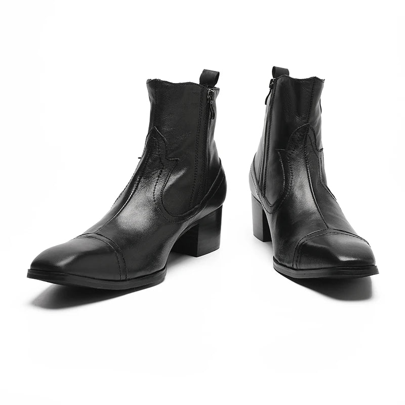 Fashion  Pointed Toe Ankle Boots , Real Leather Man Dress Boots