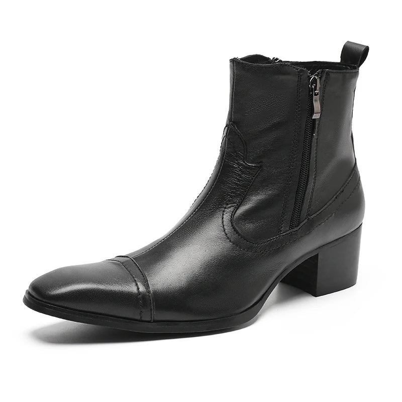 Fashion  Pointed Toe Ankle Boots , Real Leather Man Dress Boots