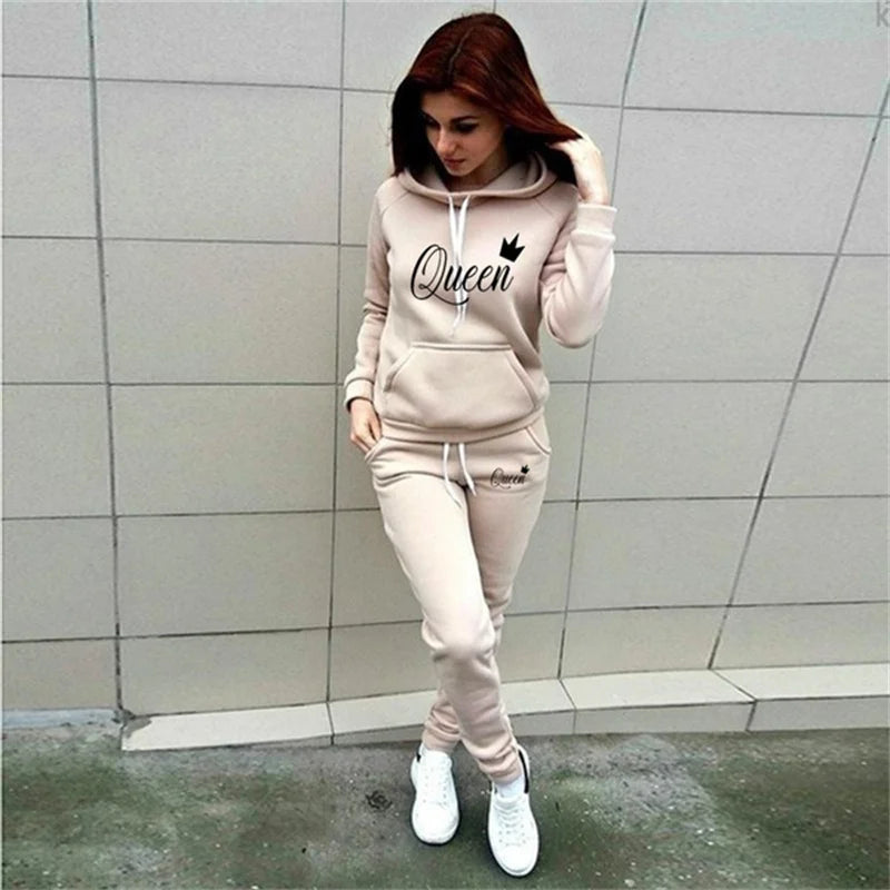Hot women's 2- women's hooded sportswear suit clothes hoodie+sweatpants