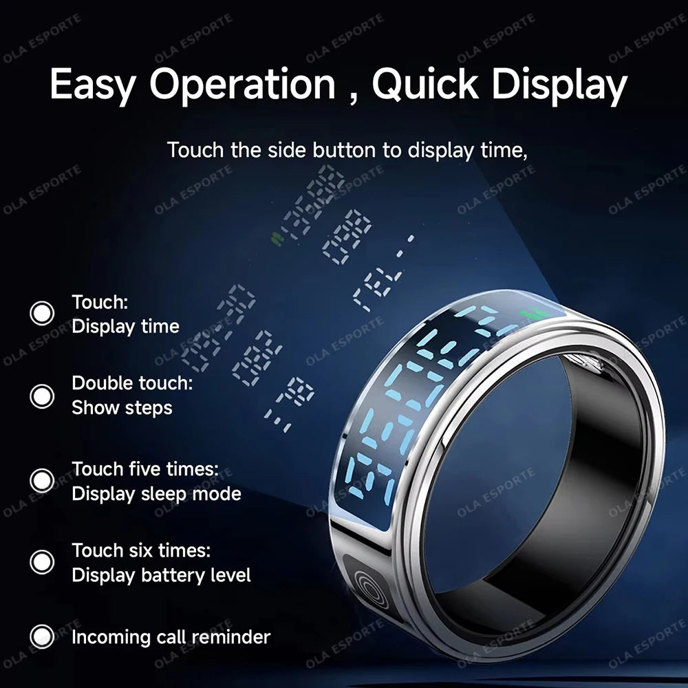 2024 New Smart Ring For Men Women Heart Rate Blood Oxygen Monitoring Multi Sports Modes 5ATM & IP68 Waterproof For Android IOS