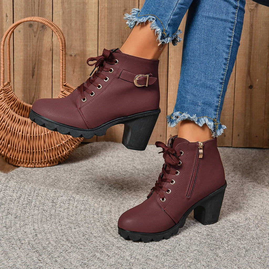 Women High Heel Ankle Boots Autumn Winter Woman Fashion Shoes Short Boot