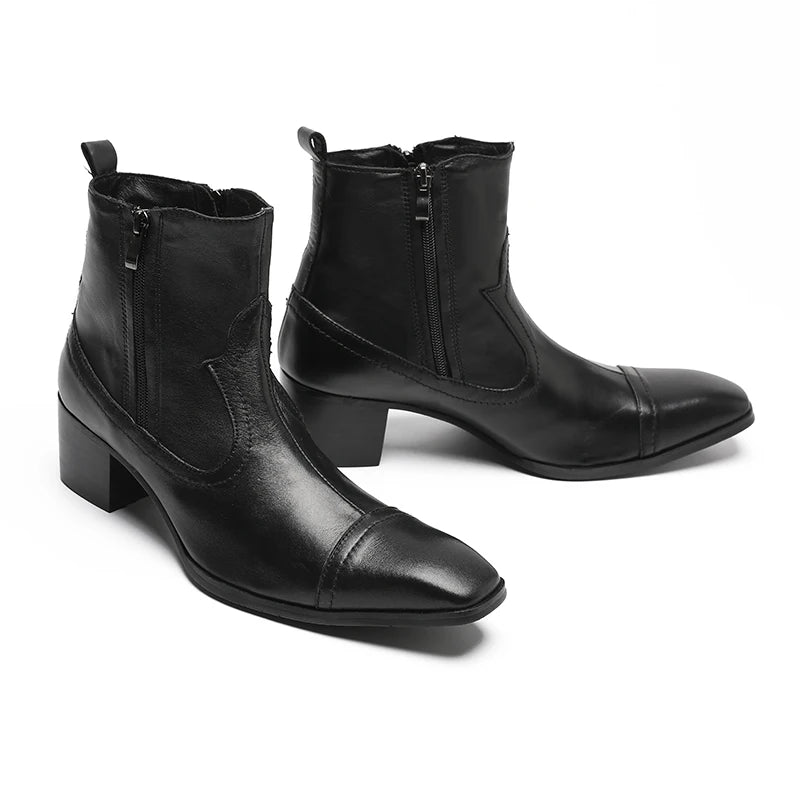 Fashion  Pointed Toe Ankle Boots , Real Leather Man Dress Boots